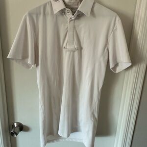 White Short Sleeve Polo Shirt Cotton Blend